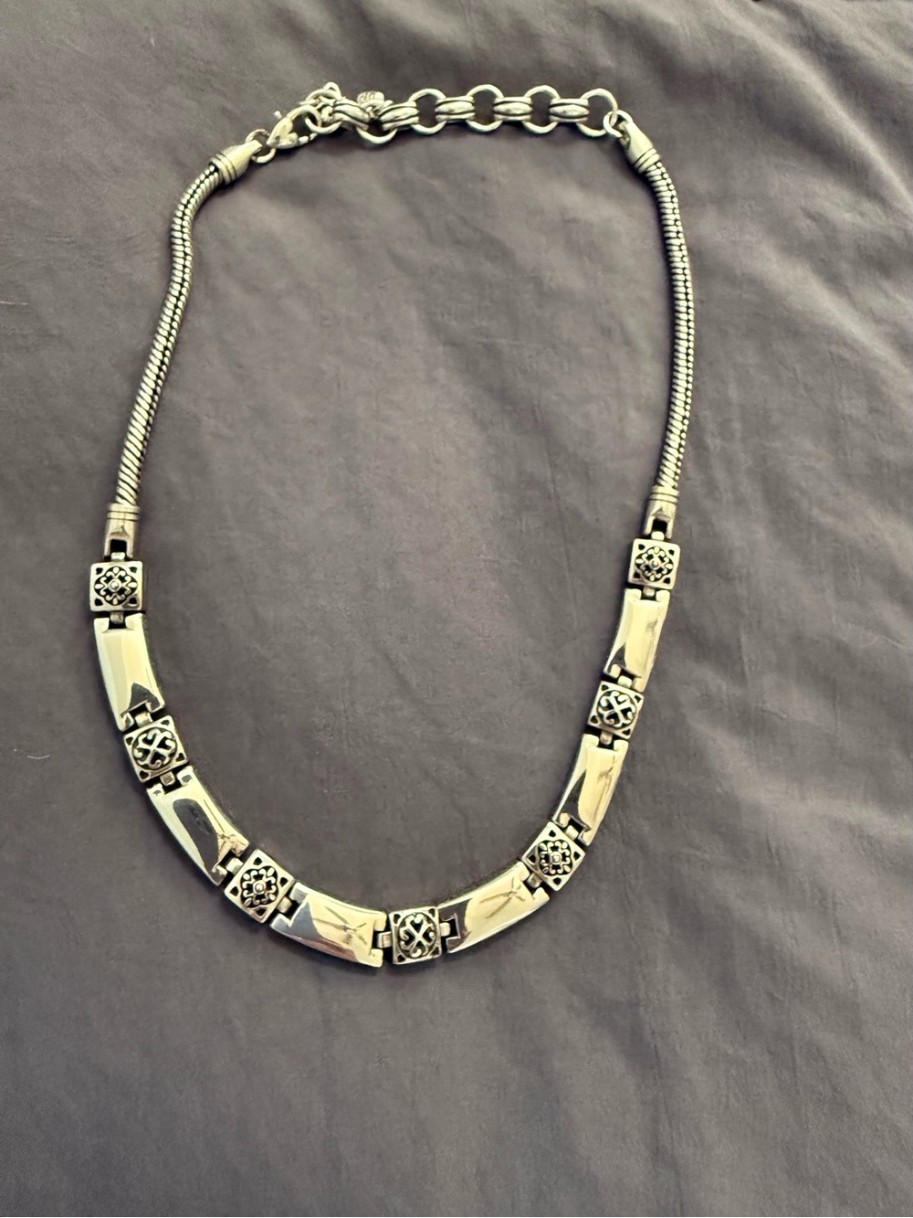 Brighton Tribeca Silver Rectangle Link Choker Necklace